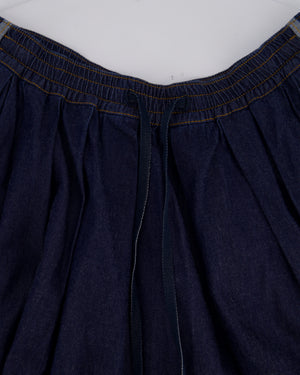 Christian Dior Navy Denim Midi Skirt with Logo Stripe Detail and Elasticated Waist Size FR 42 (UK 14)