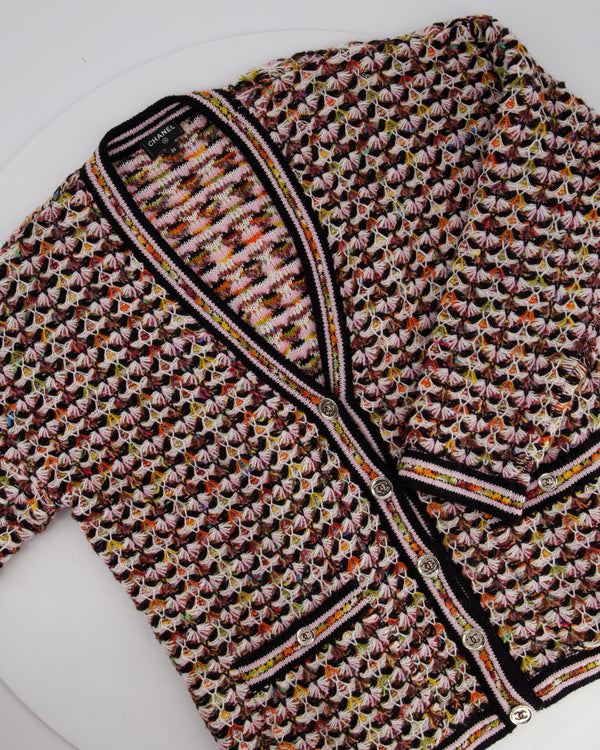 Chanel Muli-Colour Long Sleeve Cashmere Blend Knit Cardigan with Silver CC Logo Buttons Size FR 36 (UK 8)