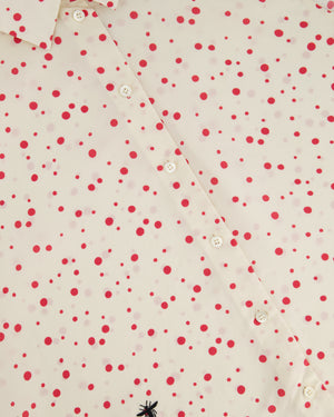 Christian Dior Cream and Red Polka Dot Sleeveless Silk Button Down Blouse Size FR 40 (UK 12)