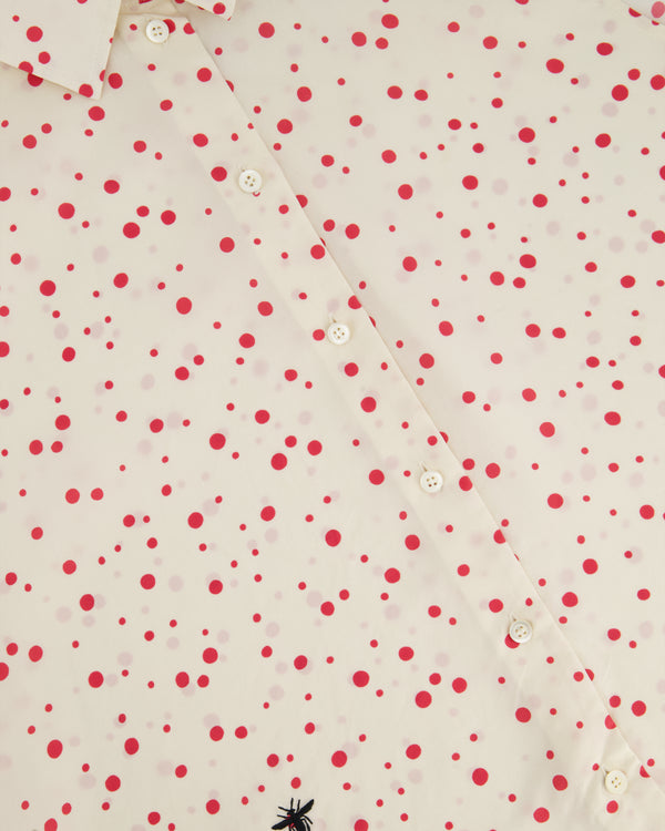Christian Dior Cream and Red Polka Dot Sleeveless Silk Button Down Blouse Size FR 40 (UK 12)