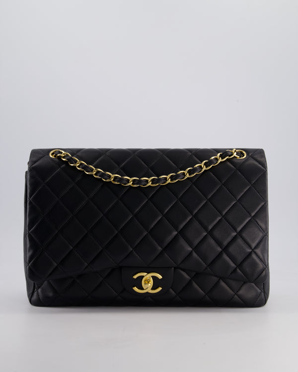 *FIRE PRICE* Chanel Black Maxi Classic Double Flap Bag in Lambskin Leather with Gold Hardware RRP £10,060