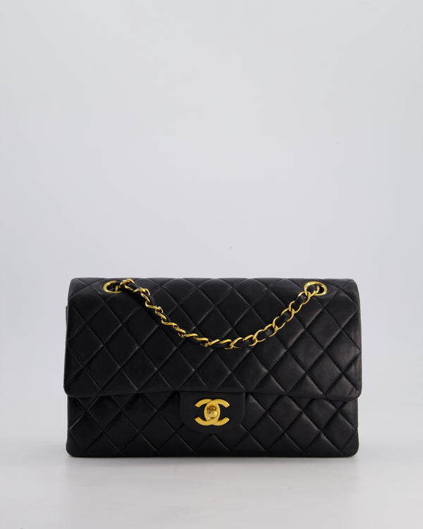 *AMAZING CONDITION* Chanel Vintage Black Medium Classic Double Flap Bag in Lambskin Leather with 24k Gold Hardware