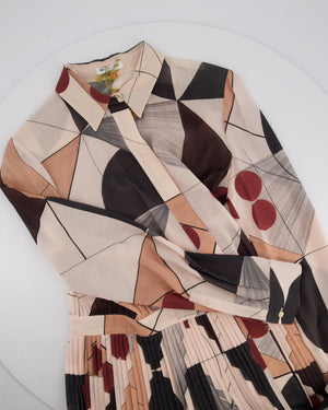 Loro Piana Pink and Burgundy Silk Abstract Print Pleated Dress Size IT 40 (UK 8)