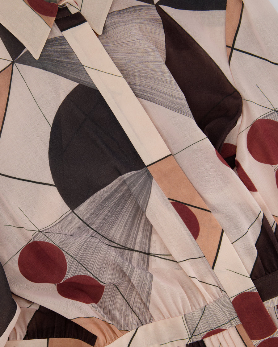 Loro Piana Pink and Burgundy Silk Abstract Print Pleated Dress Size IT 40 (UK 8)