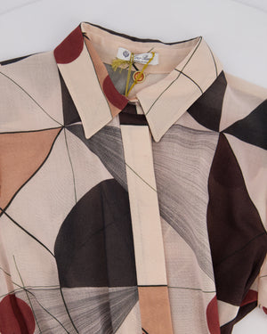 Loro Piana Pink and Burgundy Silk Abstract Print Pleated Dress Size IT 40 (UK 8)