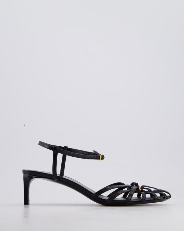 *CURRENT SEASON* Céline Black Triomphe Sandal in Lambskin Leather with Gold Logo Size EU 39.5 RRP £830