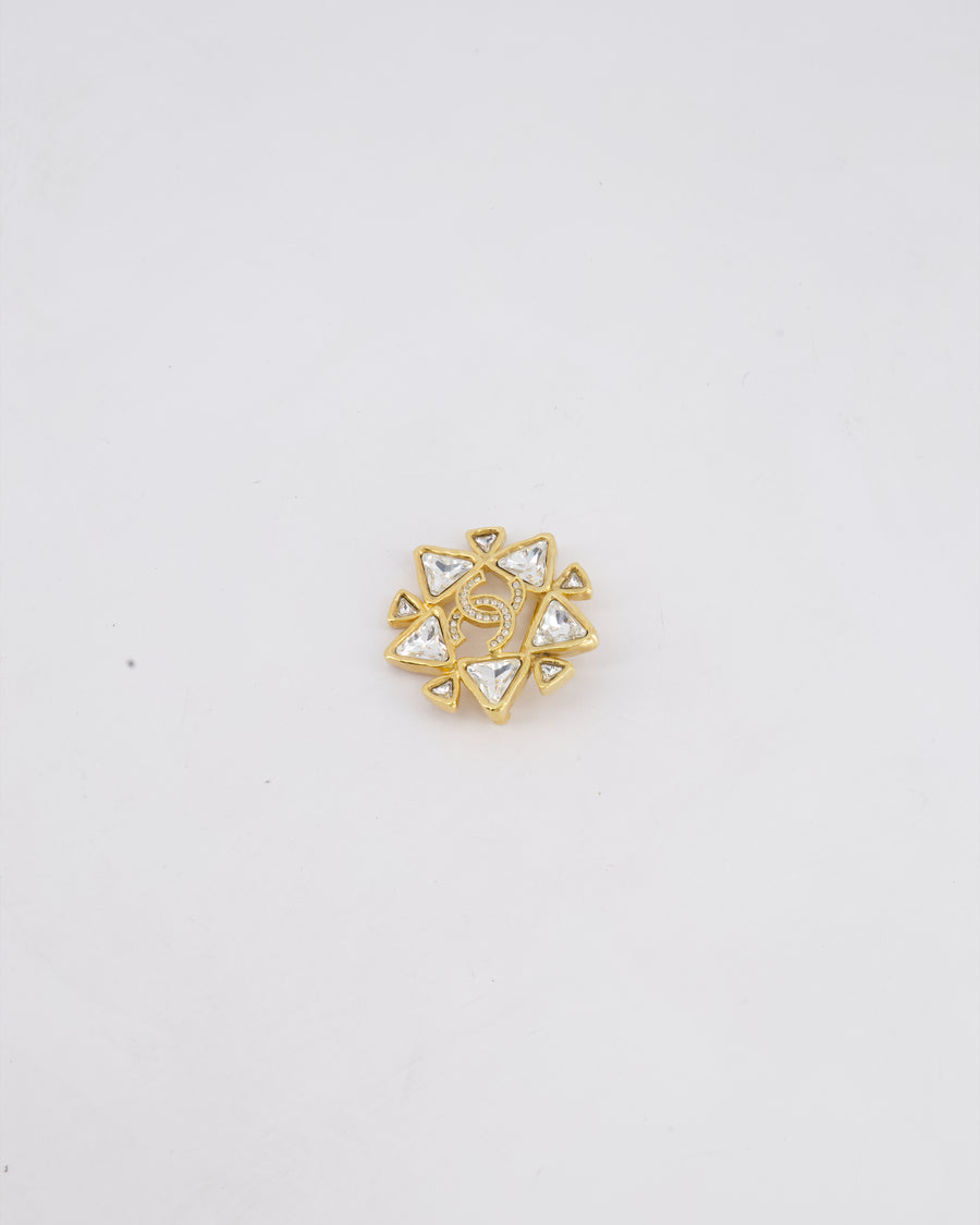 Chanel 20A Gold & Crystals Multiple Triangles CC Brooch