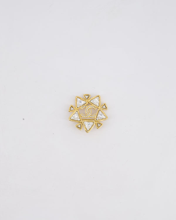 Chanel 20A Gold & Crystals Multiple Triangles CC Brooch