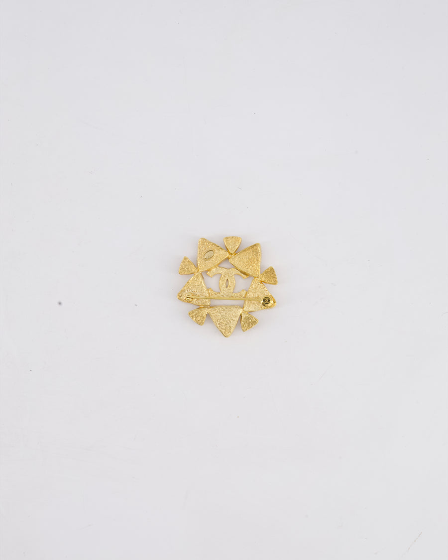 Chanel 20A Gold & Crystals Multiple Triangles CC Brooch