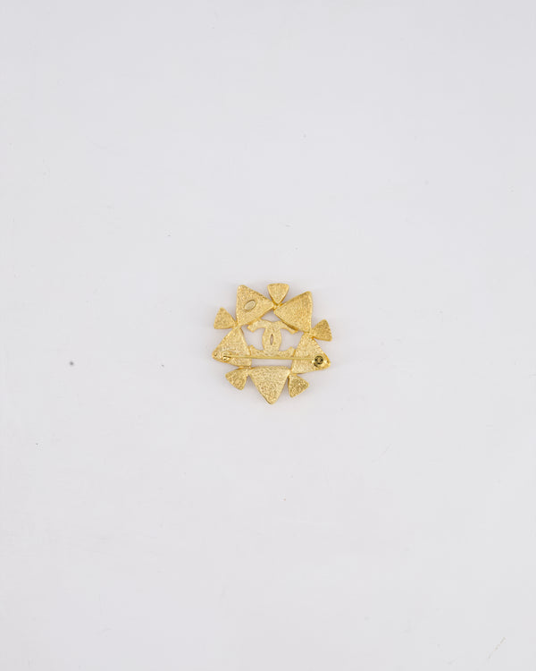 Chanel 20A Gold & Crystals Multiple Triangles CC Brooch