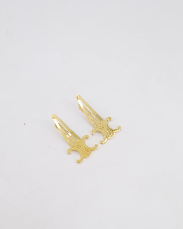 Celine Gold Triomphe Metal Hair Clip Set