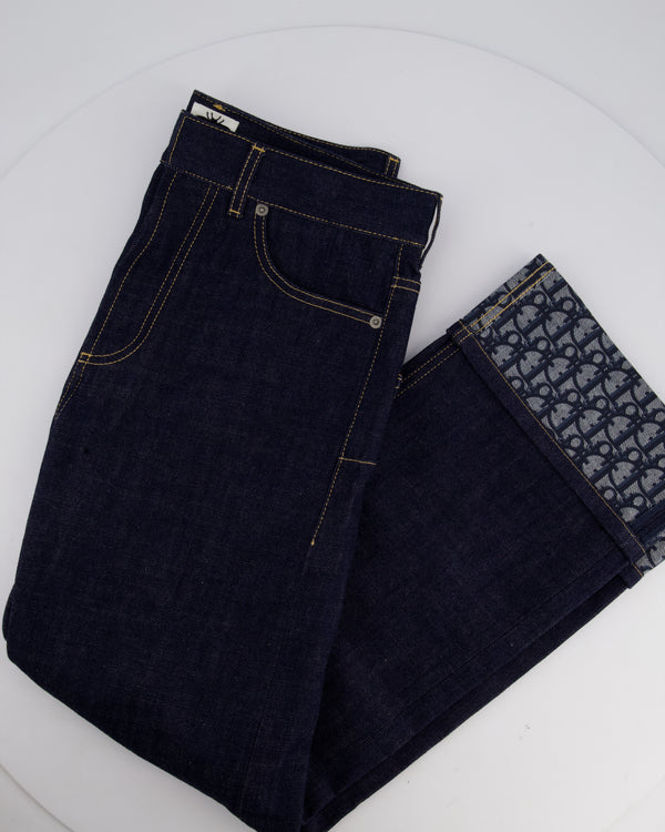 Christian Dior Dark Blue Denim Jeans with Monogram Logo Detail Size FR 34 (UK 6)