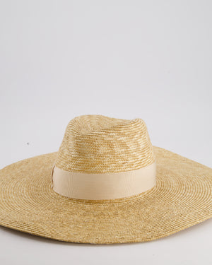 Borsalino Beige Raffia Hat with Logo Detail Size S