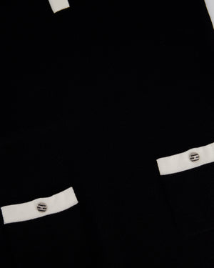 *HOT* Chanel 24C Navy Knitted Short Hooded Dress with Silver & Black CC Buttons Detail Size FR 34 (UK 8)