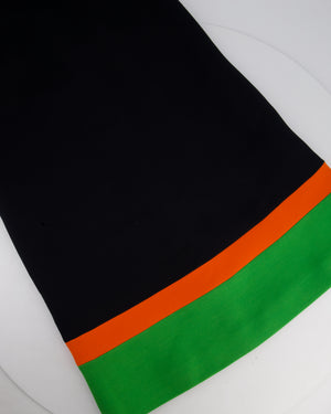 Christian Dior Navy Short Dress with Green & Orange Stripes Detail Size FR 38 (UK 10)