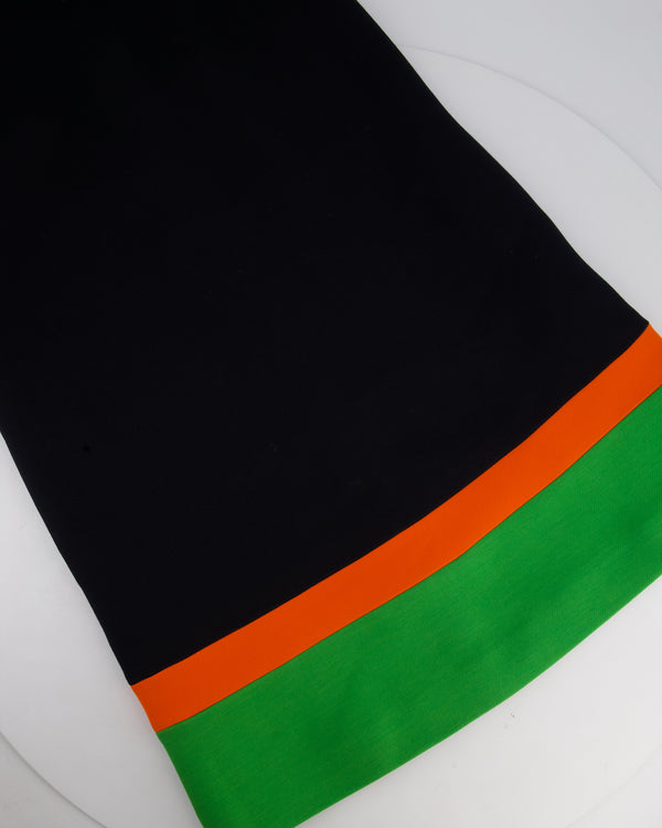 Christian Dior Navy Short Dress with Green & Orange Stripes Detail Size FR 38 (UK 10)