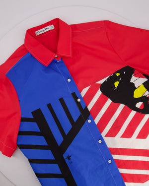 Christian Dior Red, White and Blue Printed Short-Sleeve Shirt and Long Skirt Set Size FR 44 (UK 16)