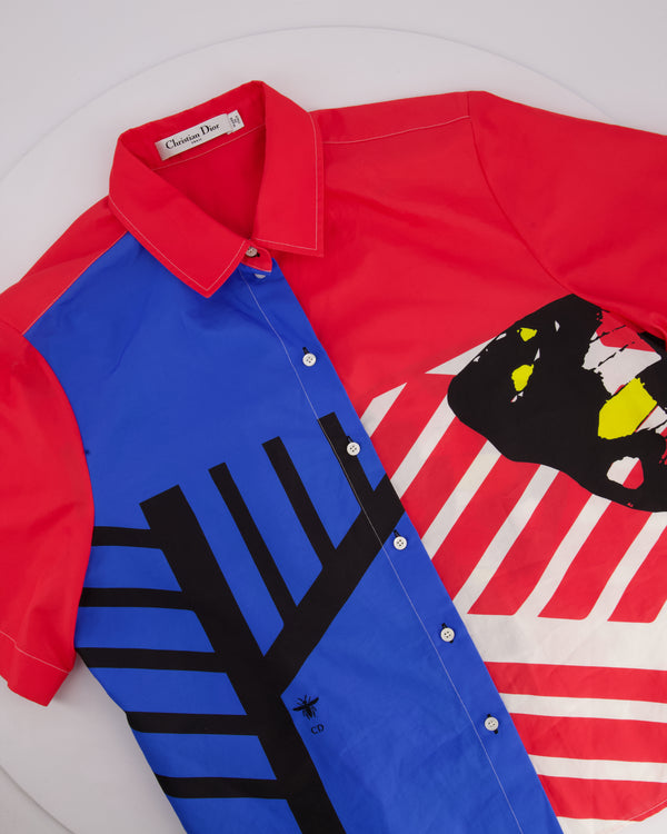 Christian Dior Red, White and Blue Printed Short-Sleeve Shirt and Long Skirt Set Size FR 44 (UK 16)