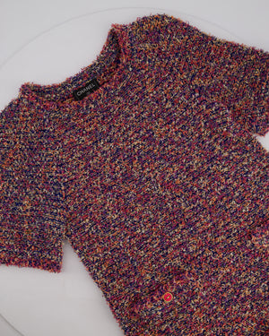 Chanel Purple, Pink & Orange Tweed Short Dress with Hot Pink Buttons Detail Size FR 36 (UK 8)