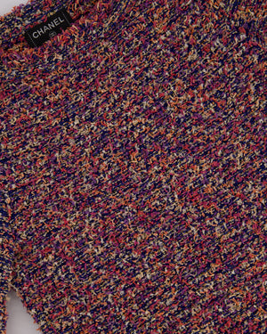 Chanel Purple, Pink & Orange Tweed Short Dress with Hot Pink Buttons Detail Size FR 36 (UK 8)