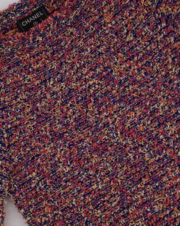 Chanel Purple, Pink & Orange Tweed Short Dress with Hot Pink Buttons Detail Size FR 36 (UK 8)