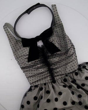 *COUTURE* Stewart Parvin Grey & Black Polka Dot Tulle Gown Dress Size UK 8-10