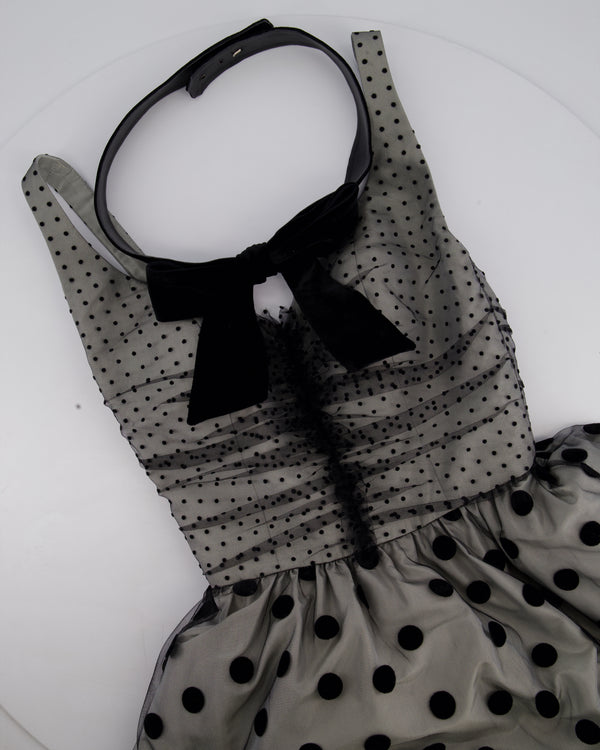 *COUTURE* Stewart Parvin Grey & Black Polka Dot Tulle Gown Dress Size UK 8-10