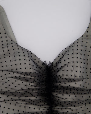 *COUTURE* Stewart Parvin Grey & Black Polka Dot Tulle Gown Dress Size UK 8-10