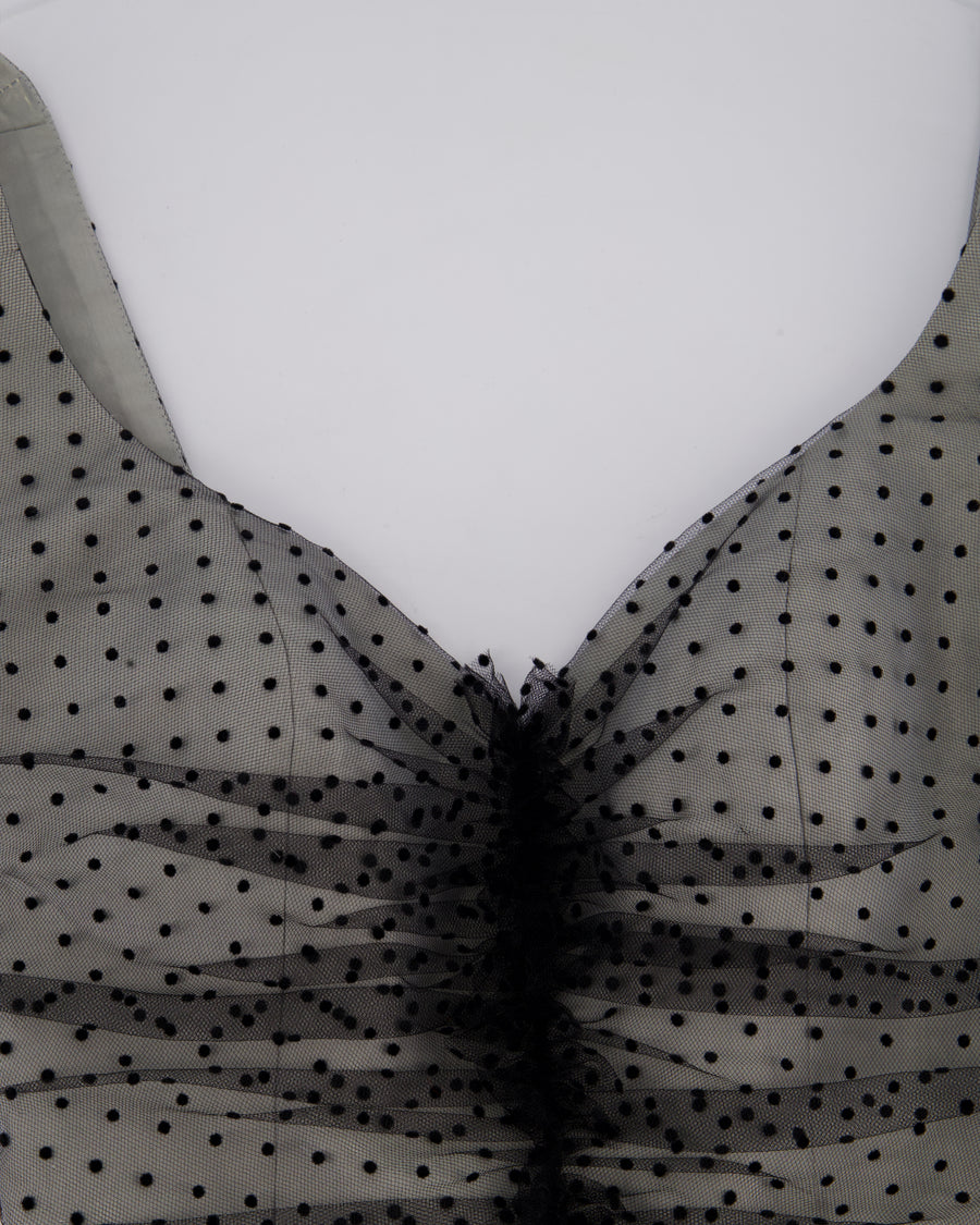 *COUTURE* Stewart Parvin Grey & Black Polka Dot Tulle Gown Dress Size UK 8-10