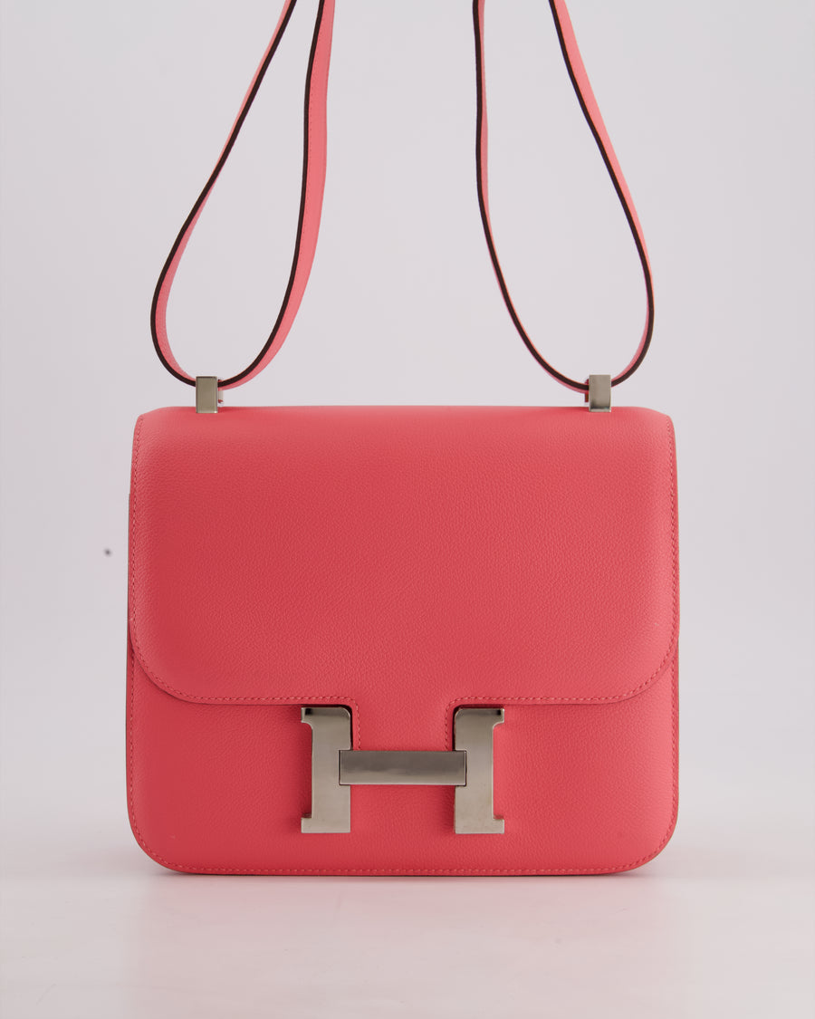 *HOT* Hermès Constance 24cm Bag in Rose Azalee Evercolour Leather with Palladium Hardware