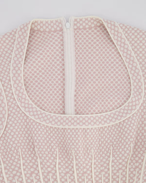 Alaïa Pink & Cream Skater Dress with Polkadot Pattern & Wave Hem Detail Detail Size FR 38 (UK 10)