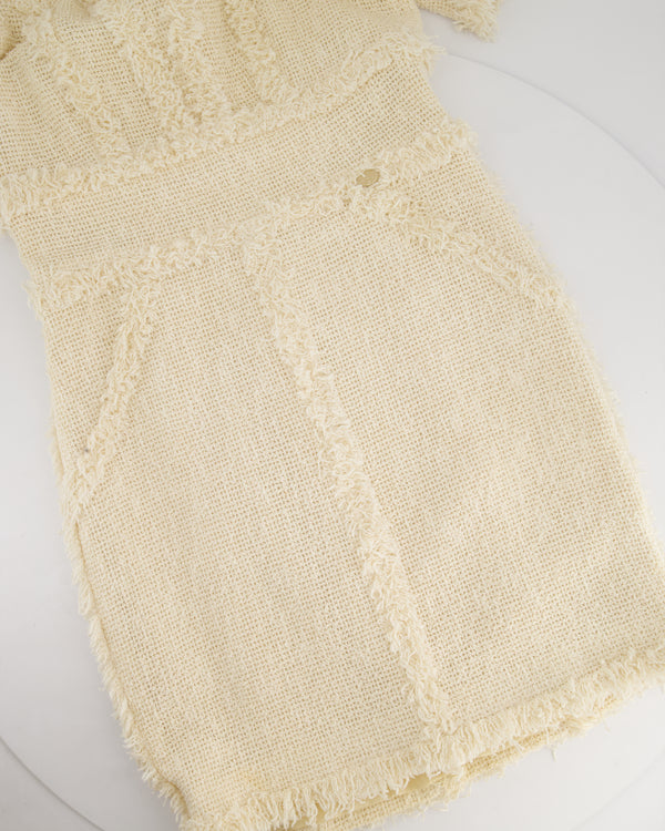 Chanel 10/P Cream Short Sleeve Tweed Midi Dress Size FR 36 (UK 8)