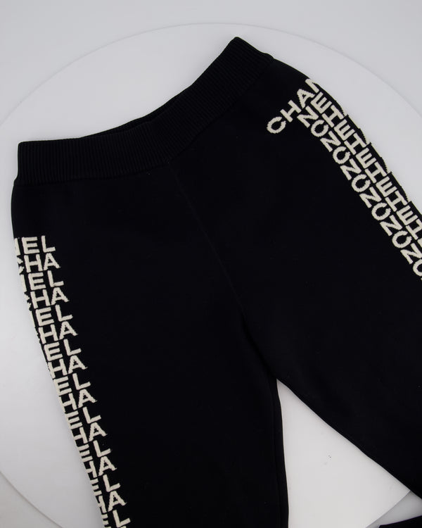 Chanel 19B Black Wool Jogging Bottom with Chanel Embroidery Detail Size FR 44 (UK 14) RRP £1,400