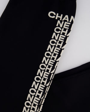 Chanel 19B Black Wool Jogging Bottom with Chanel Embroidery Detail Size FR 44 (UK 14) RRP £1,400