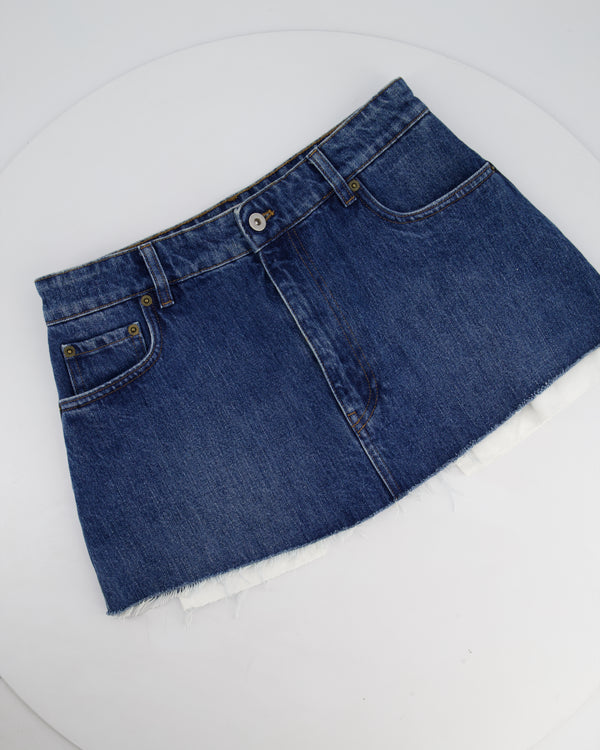 Miu Miu Denim Mini Skirt with Logo Detail Size IT 38 (UK 6)