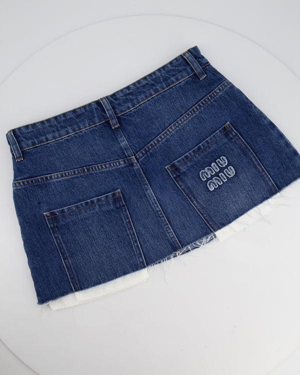 Miu Miu Denim Mini Skirt with Logo Detail Size IT 38 (UK 6)