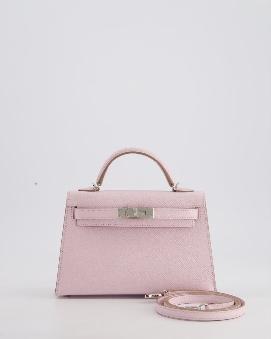 *HOT* Hermès Mini Kelly II 20cm Bag In Mauve Pale Epsom Leather with Palladium Hardware
