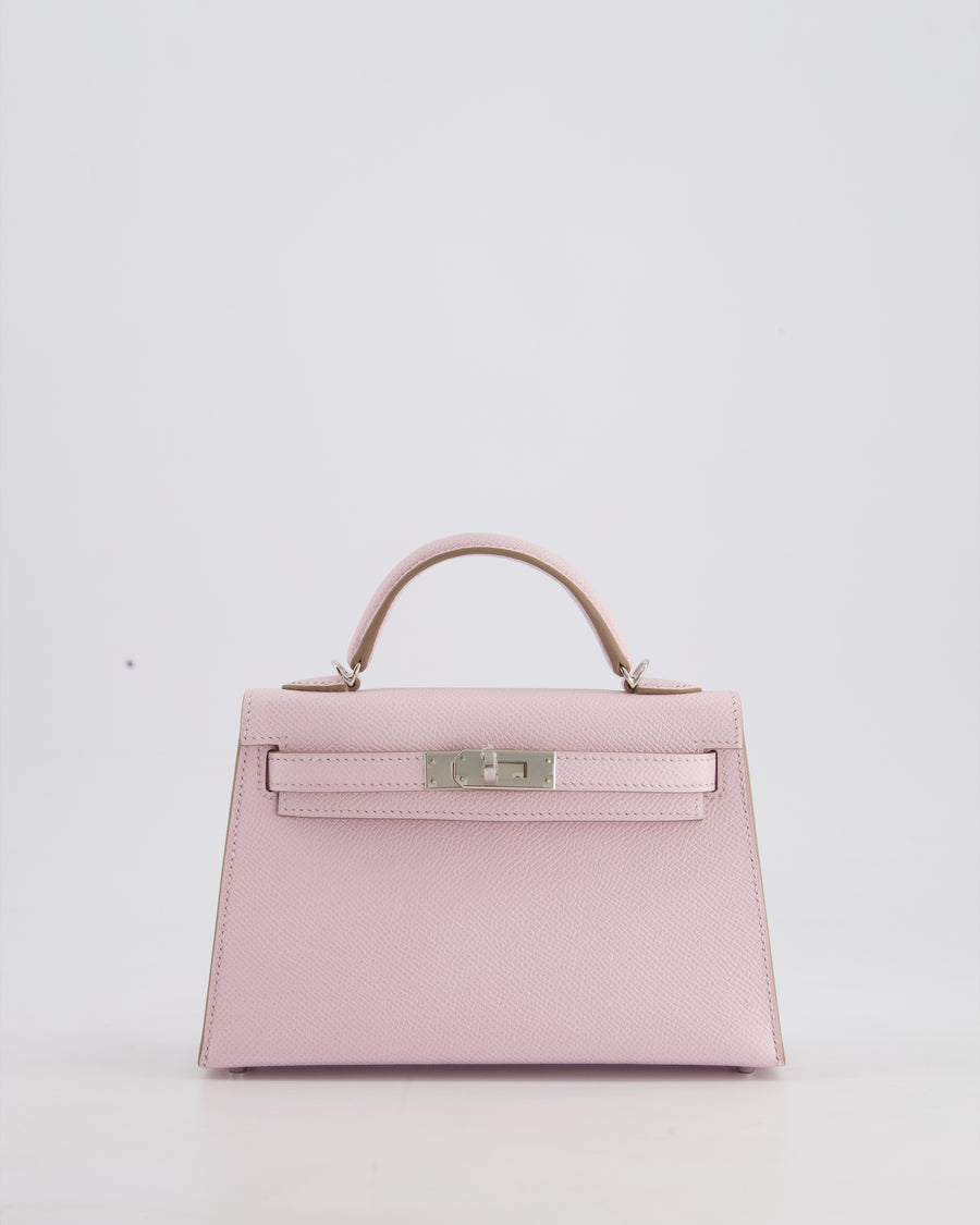 *HOT* Hermès Mini Kelly II 20cm Bag In Mauve Pale Epsom Leather with Palladium Hardware