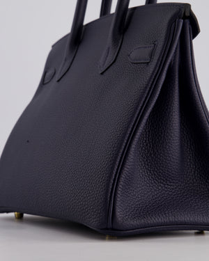 *HOT* Hermès Birkin Bag 30cm Retourne in Blue Nuit Togo Leather with Gold Hardware