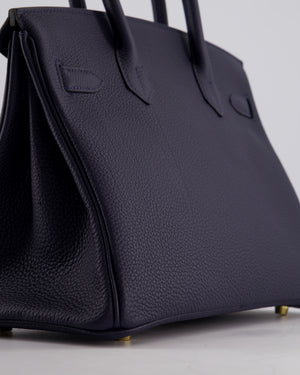 *HOT* Hermès Birkin Bag 30cm Retourne in Blue Nuit Togo Leather with Gold Hardware