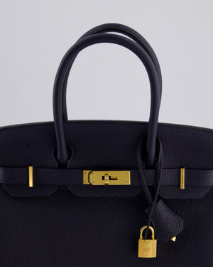 *HOT* Hermès Birkin Bag 30cm Retourne in Blue Nuit Togo Leather with Gold Hardware