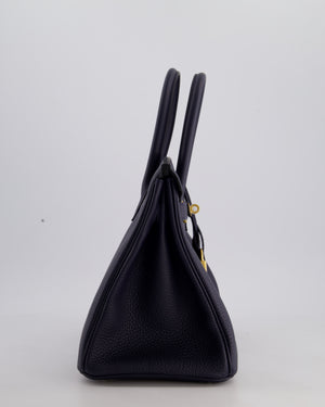 *HOT* Hermès Birkin Bag 30cm Retourne in Blue Nuit Togo Leather with Gold Hardware