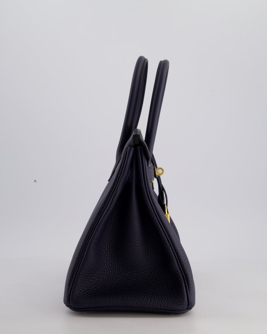 *HOT* Hermès Birkin Bag 30cm Retourne in Blue Nuit Togo Leather with Gold Hardware
