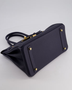 *HOT* Hermès Birkin Bag 30cm Retourne in Blue Nuit Togo Leather with Gold Hardware