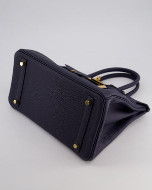 *HOT* Hermès Birkin Bag 30cm Retourne in Blue Nuit Togo Leather with Gold Hardware