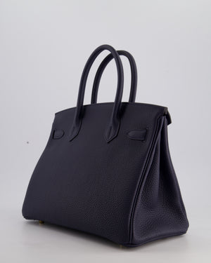*HOT* Hermès Birkin Bag 30cm Retourne in Blue Nuit Togo Leather with Gold Hardware
