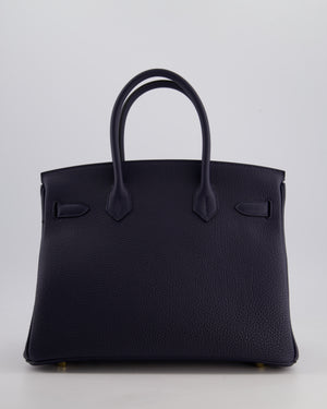 *HOT* Hermès Birkin Bag 30cm Retourne in Blue Nuit Togo Leather with Gold Hardware