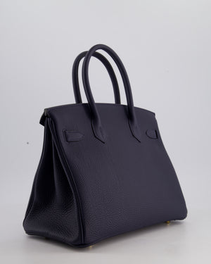 *HOT* Hermès Birkin Bag 30cm Retourne in Blue Nuit Togo Leather with Gold Hardware