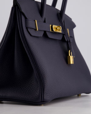 *HOT* Hermès Birkin Bag 30cm Retourne in Blue Nuit Togo Leather with Gold Hardware