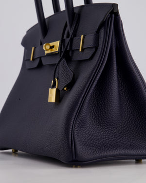 *HOT* Hermès Birkin Bag 30cm Retourne in Blue Nuit Togo Leather with Gold Hardware